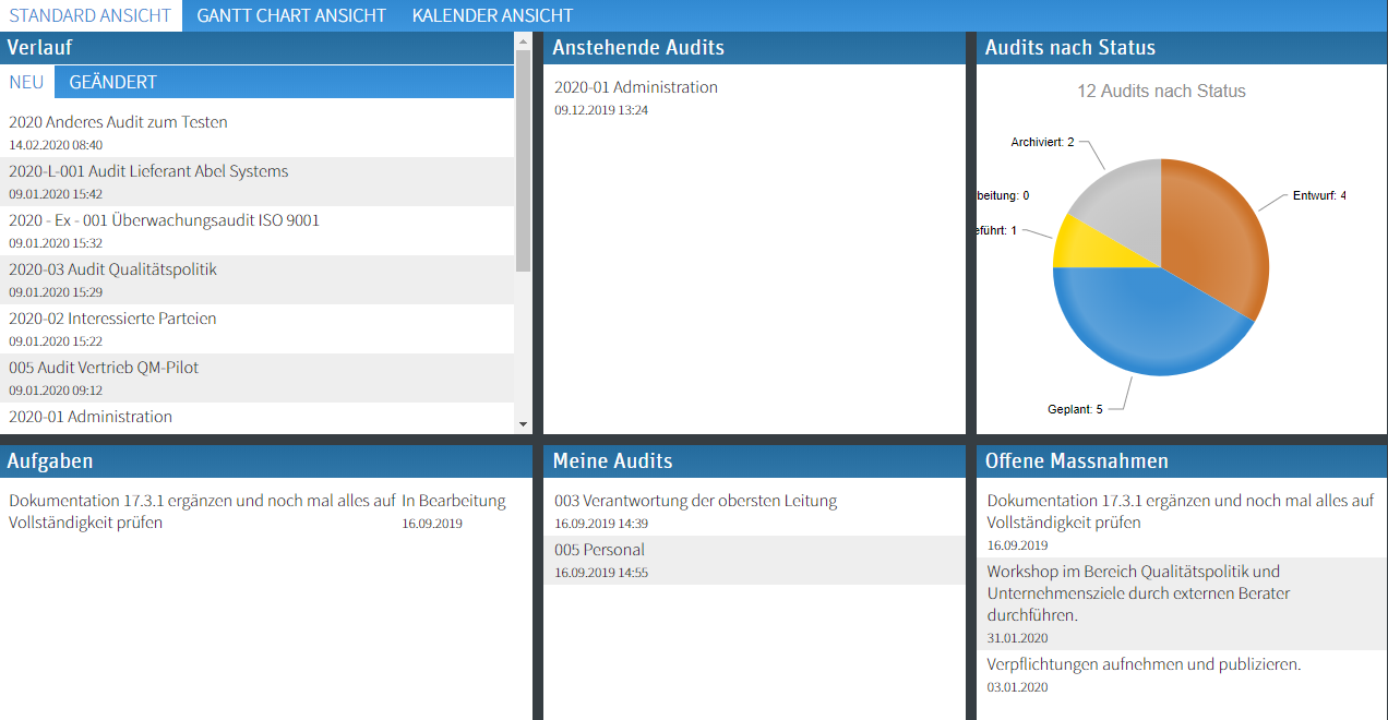 Audit-Portalübersicht im QM-Pilot