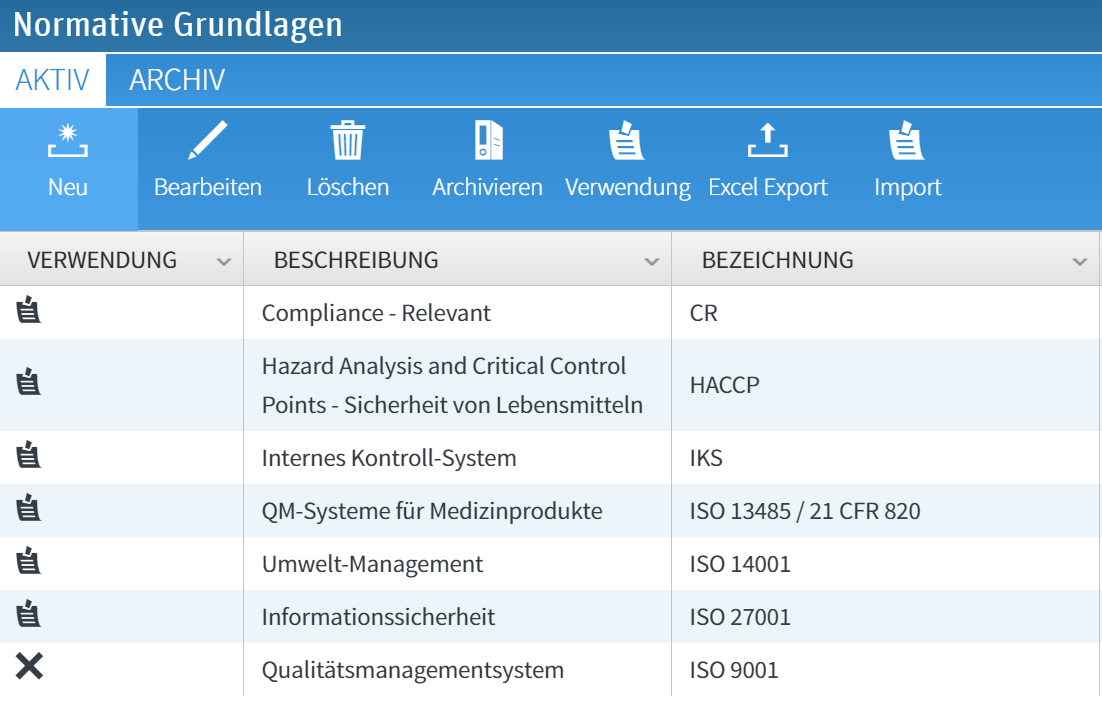 Stammdaten Normative Grundlagen